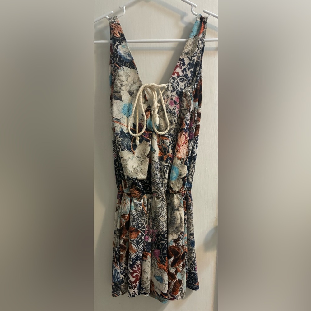 Floral Print Jumpsuit with Rope Tie